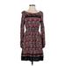 LC Lauren Conrad Casual Dress: Burgundy Baroque Print Dresses - Women's Size X-Small