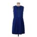 Madewell Casual Dress - A-Line Crew Neck Sleeveless: Blue Solid Dresses - Women's Size 6