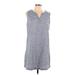 BeachLunchLounge Casual Dress - Mini V-Neck Sleeveless: Gray Print Dresses - Women's Size Large