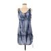 Guess Casual Dress - Shift Scoop Neck Sleeveless: Blue Print Dresses - Women's Size Medium