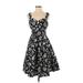Hot Topic Casual Dress - A-Line Sweetheart Sleeveless: Black Floral Dresses - Women's Size X-Small