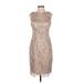 Adrianna Papell Cocktail Dress - Sheath: Tan Jacquard Dresses - Women's Size 4