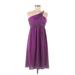 Adrianna Papell Boutique Cocktail Dress - Party One Shoulder Sleeveless: Purple Print Dresses - Women's Size 6