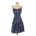 Old Navy Casual Dress - Mini V-Neck Sleeveless: Blue Floral Dresses - Women's Size X-Small