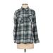 Vince Camuto Long Sleeve Button Down Shirt: Teal Plaid Tops - Women's Size Small