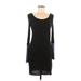 Victoria's Secret Casual Dress Scoop Neck Long sleeves: Black Solid Dresses - Women's Size Small