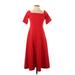 Zara Casual Dress - A-Line Square Short sleeves: Red Print Dresses - Women's Size Small