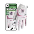 FootJoy Weathersof Golfhandschuh, Damen, Weiß/Rosa, L