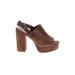 Steve Madden Heels: Slingback Platform Casual Brown Solid Shoes - Women's Size 8 - Peep Toe