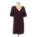 Madewell Casual Dress - Mini V-Neck Short sleeves: Burgundy Dresses - Women's Size 0