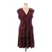 Chaps Casual Dress - A-Line V Neck Short sleeves: Burgundy Dresses - Women's Size X-Large