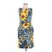 Nine West Cocktail Dress - Sheath: Blue Floral Motif Dresses - Women's Size 10