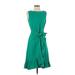 Calvin Klein Casual Dress - A-Line High Neck Sleeveless: Green Solid Dresses - Women's Size 4