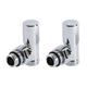 Milano - Modern Pair of Manual Chrome Angled Heated Towel Rail Radiator Valves with Copper Eurocone Adapters - 16mm