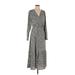 Casual Dress - A-Line V-Neck 3/4 sleeves: Gray Dresses - Women's Size 2