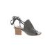 Alberto Fermani Sandals: Slip On Chunky Heel Boho Chic Gray Print Shoes - Women's Size 36.5 - Open Toe