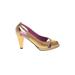 Gretta Heels: Slip-on Chunky Heel Glamorous Gold Shoes - Women's Size 7 - Round Toe