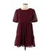 Speechless Casual Dress - A-Line Crew Neck Short sleeves: Burgundy Dresses - Women's Size Medium