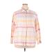 Cherokee Long Sleeve Button Down Shirt: Pink Grid Tops - Women's Size 22