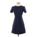 Theory Cocktail Dress - Mini Crew Neck Short sleeves: Blue Print Dresses - Women's Size 0