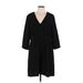 Banana Republic Casual Dress - Mini V-Neck 3/4 sleeves: Black Solid Dresses - Women's Size 12