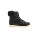 Mia Ankle Boots: Black Solid Shoes - Women's Size 6 1/2 - Round Toe