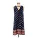 Nine Britton Casual Dress - Mini Crew Neck Sleeveless: Blue Dresses - Women's Size Small