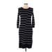 Gabby Skye Casual Dress - Sweater Dress: Black Stripes Dresses - Women's Size Large