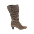 Easy Spirit Boots: Slouch Chunky Heel Casual Brown Solid Shoes - Women's Size 6 1/2 - Round Toe