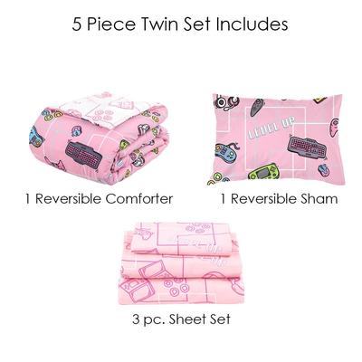 Kidz Mix Gamer Girl Bed In A Bag, Twin