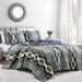 King Size - 3 Piece Navy Blue Tribal Reversible Quilt Coverlet Bedspread Bedding Set