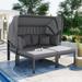 Modern Outdoor Metal Sectional Sofa Set,Retractable Canopy - 58.27*56.3*26.4