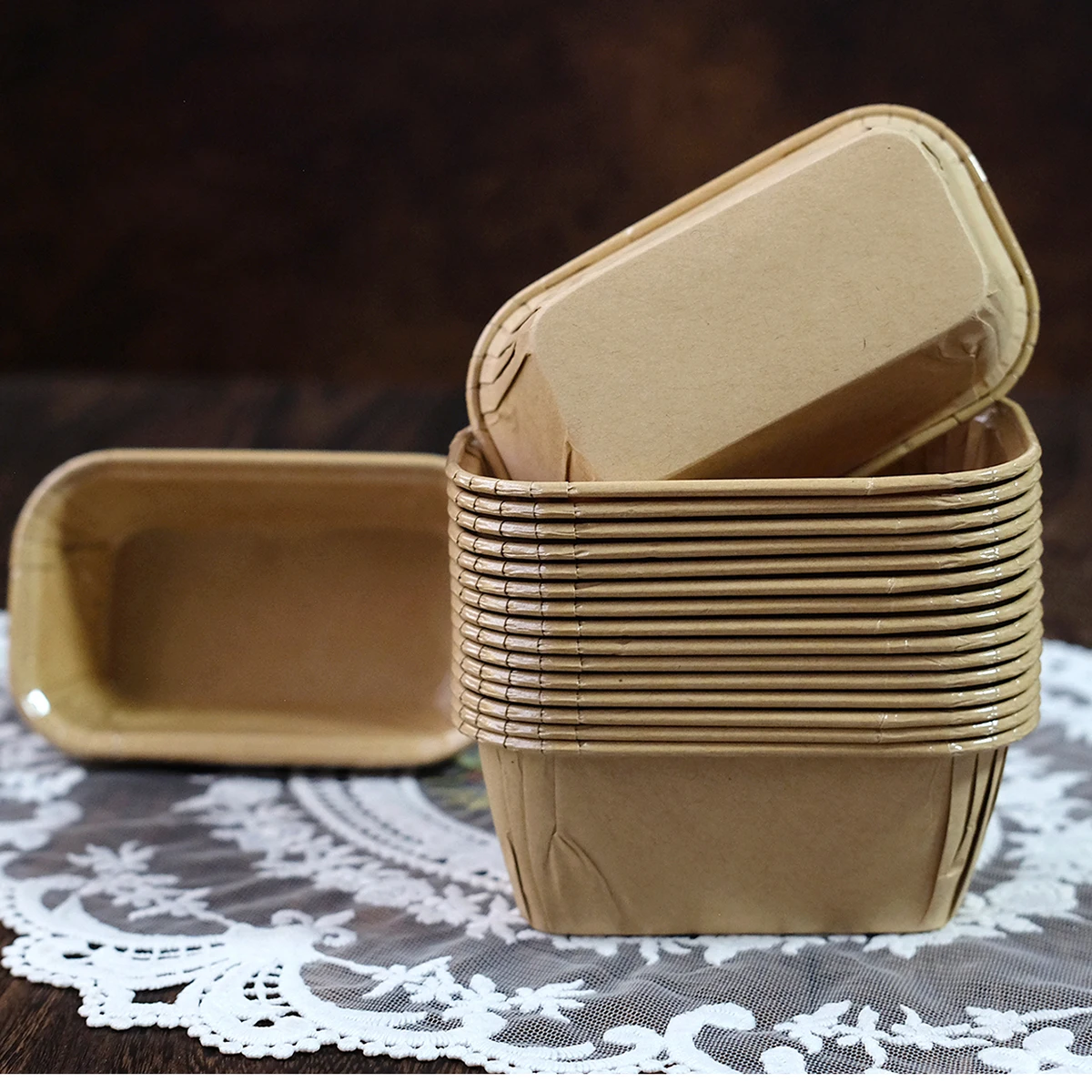 50 teile/satz Kuchen Form Runde Form Rechteckige Brot Pan Kuchen Form Muffin Cupcake Pappbecher Cupcake Liner Backen Muffin Cakecup Image