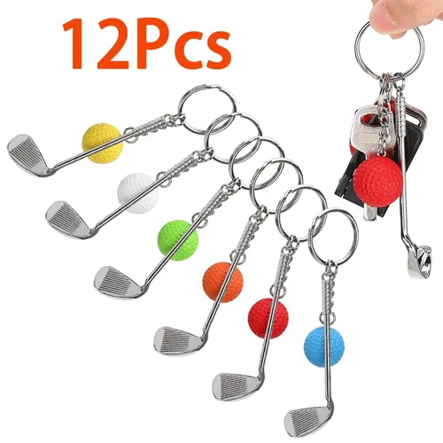 12 Stück Minigolf Schläger Ball Anhänger Schlüssel bund Schlüssel ring Golfschläger und Ball