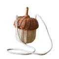 Borsa a mano borsa in tessuto a forma di nocciola Mini borsa a tracolla a forma di ghianda Rattan
