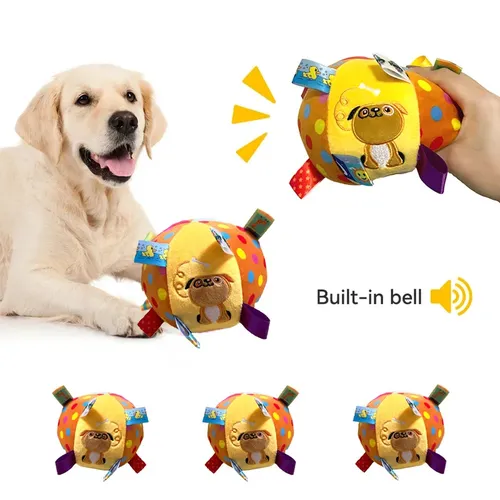 Plüsch-Hunde kugel spielzeug mit Glocken lustiges interaktives Kau spielzeug für kleine und große