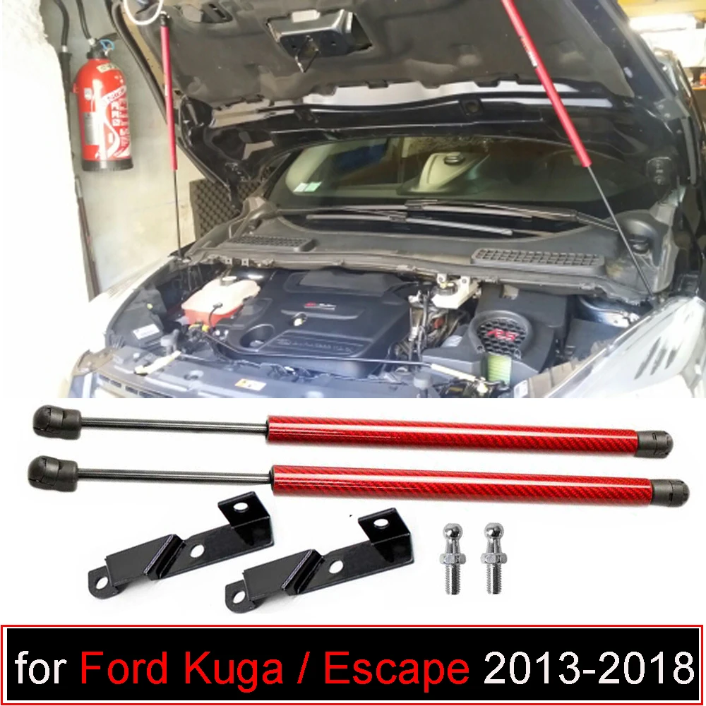 2PCS per Ford Kuga/Escape 2013-2018 Cofano Anteriore Cofano In Fibra di Carbonio Ammortizzatore A Gas Ascensore Supporta Auto-Styling Ammortizzatore