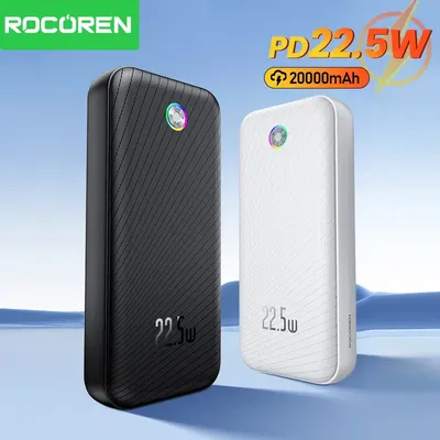 Rocoren 22,5 W Power Bank 20000 mAh QC PD 3,0 Schnelle Ladung PowerBank Tragbare 35 W 30000 mAh Externe Batterie für iPad iPhone 17 Pro
