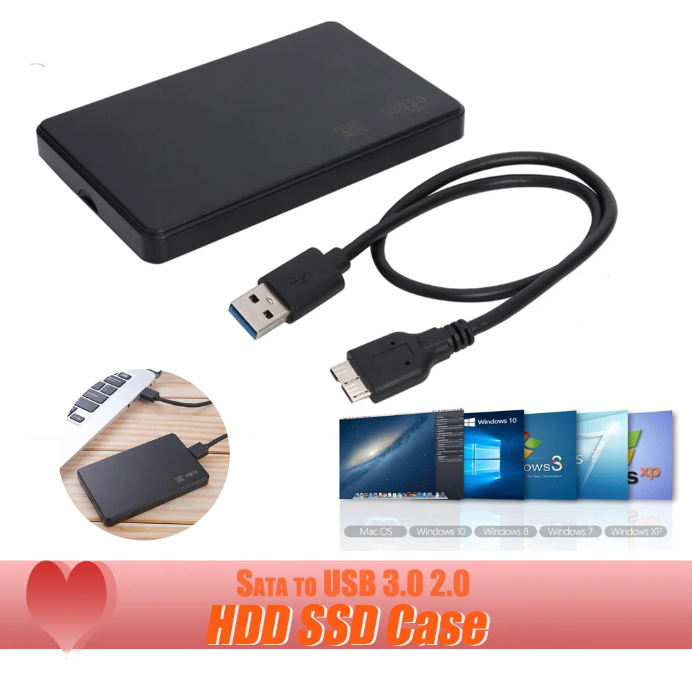 2,5 zoll HDD Fall USB3.0/USB 2,0 zu SATA Port SSD HDD Festplatte Fall Gehäuse 5Gbps USB 3,0 externe Solid State Festplatte Box Image