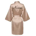 InjSatin-Robe courte en satin pour femmes espagnoles kimono imprimé peignoir de bain sexy robe de