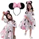 TureMinnie Mouse-Robe d'été décontractée pour filles vêtements à manches bouffantes de dessin animé