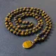Collier de perles en œil de tigre jaune pour hommes et femmes pendentif 108 Mala bijoux de