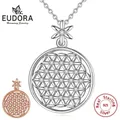 EUDORA 925 collier pendentif en argent Sterling Rose or/argent couleur fleur de vie avec Cz graine