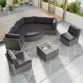 Latitude Run® Patio Furniture Set Outdoor Furniture Daybed Sectional Furniture Set Patio Seating Group in Gray | Wayfair