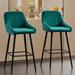 Everly Quinn Elegant Lifestyle Modern Bar Stools, Velvet Upholstered Barstools w/ Back, Set Of 2 Bar Chairs For Kitchen Living Room in Green | Wayfair