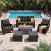 Latitude Run® Totiana 7 - Person Outdoor Seating Group w/ Cushions in Black | 31.9 H x 62.2 W x 25.1 D in | Wayfair