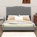 Red Barrel Studio® Himel Modern Velvet Platform Bed w/ Tufted Headboard Upholstered/Velvet in Gray | 47.6 H x 64.2 W x 84.3 D in | Wayfair