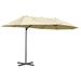 Latitude Run® Bowtell 8.9" Beach Umbrella w/ Crank Lift Counter Weights Included in Gray/White | 8.2 H x 8.9 W x 14.4 D in | Wayfair