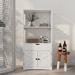 Gracie Oaks Worsley White Farmhouse Bathroom Storage: Floor Cabinet w/ Doors, Drawer For Linens & More | 48.5 H x 23.5 W x 13 D in | Wayfair