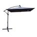 Latitude Run® Lamier 98.4" x 98.4" Rectangular Lighted Beach Umbrella w/ Crank Lift Counter Weights Included in Blue/Gray | Wayfair